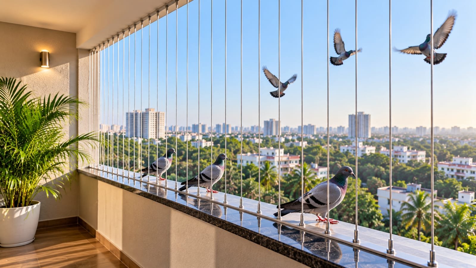 Anti-bird invisible grills for balconies and windows in Hyderabad