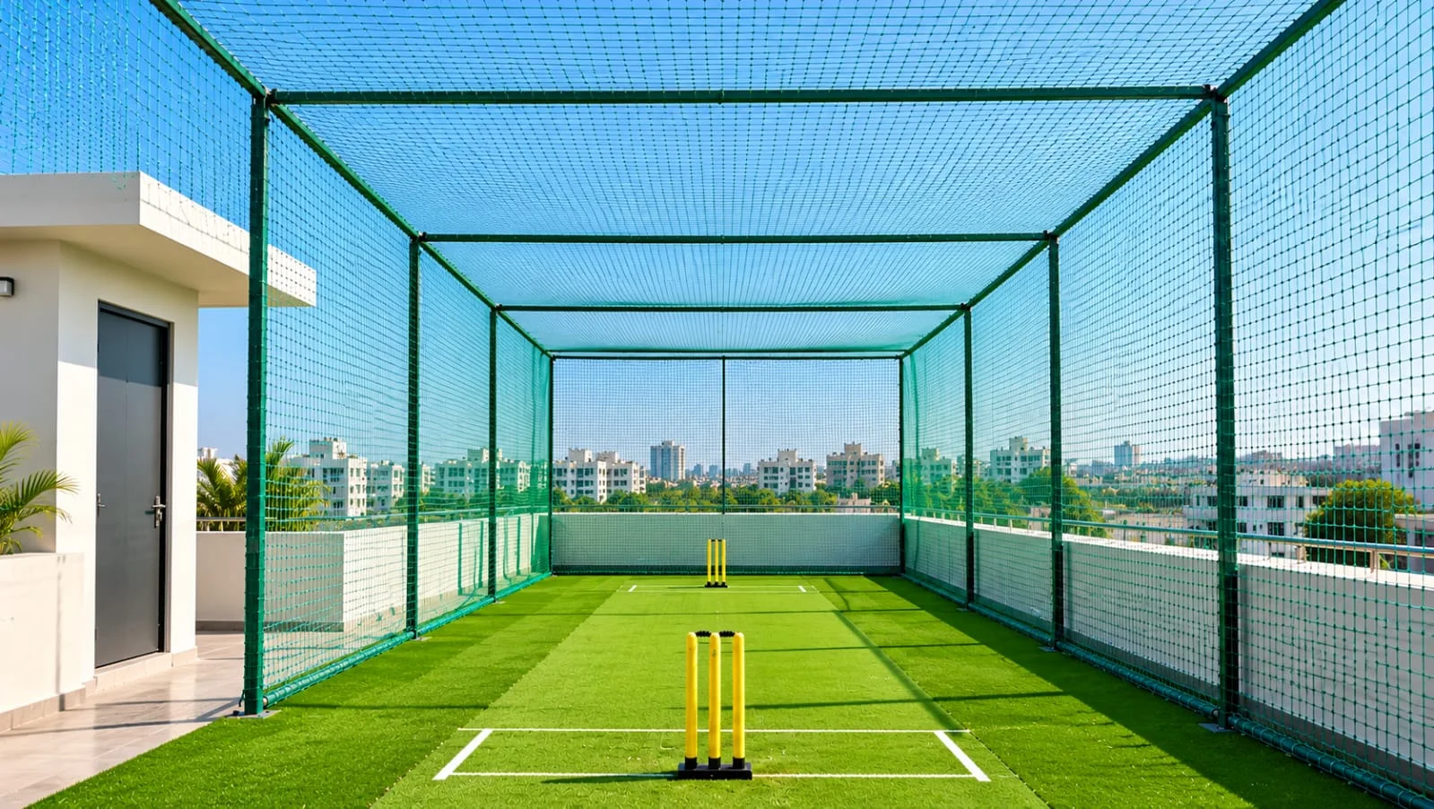 Terrace cricket practice nets in Hyderabad